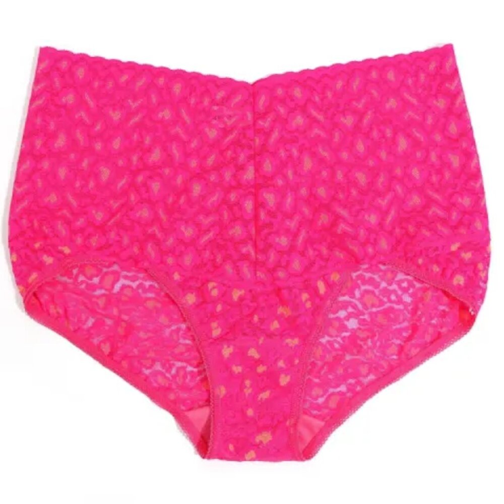 Hanky Panky Cross Dyed Leopard Retro V-kini Vikini Siesta Hot Pink Orange XL NWT